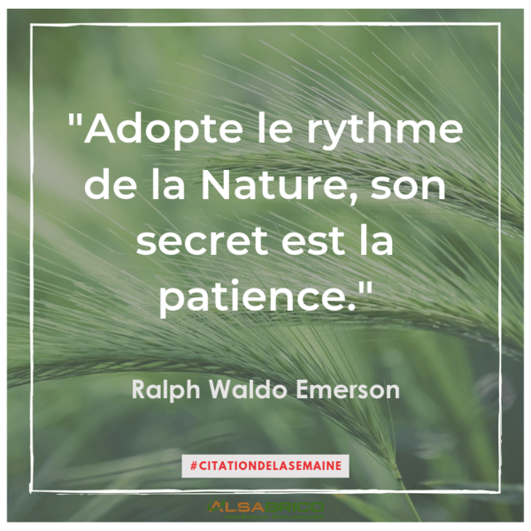 Adopte le rythme de la Nature, son secret est la patience". Ralph Waldo Emerson