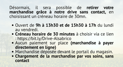 Drive – Retrait de marchandises COVID-19 (Coronavirus)